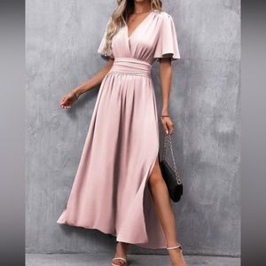 Boho butterfly sleeve slit thigh maxi dress